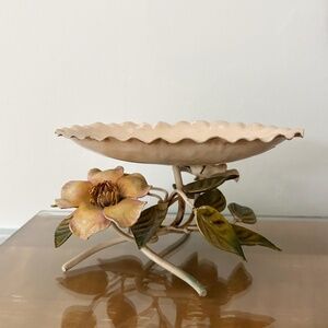 Vintage Italian Toleware  floral soap holder/candy dish